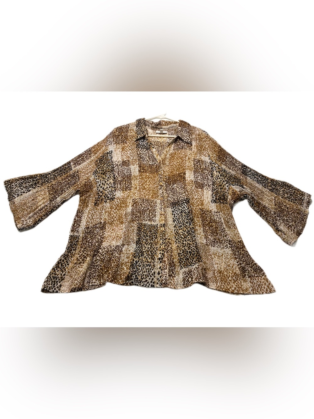 VINTAGE Y2K Fashion Bug Patchwork Animal Print Plissé Top 🐆 3X